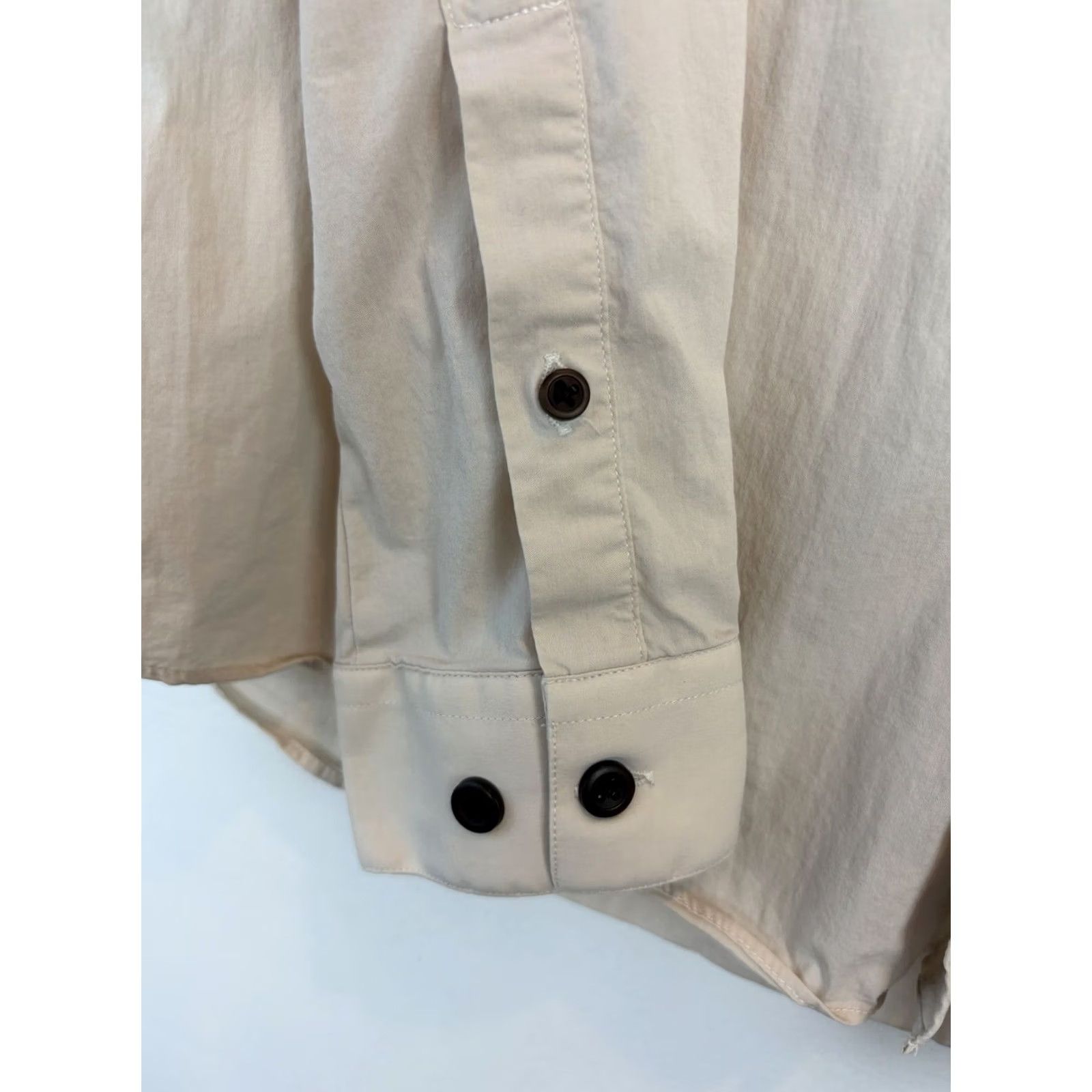 Vintage Father Sons Button-Up Shirt Mens M Beige Stretch Slim Fit Mission Collar Shirt Size US M / EU 48-50 / 2 - 5 Thumbnail