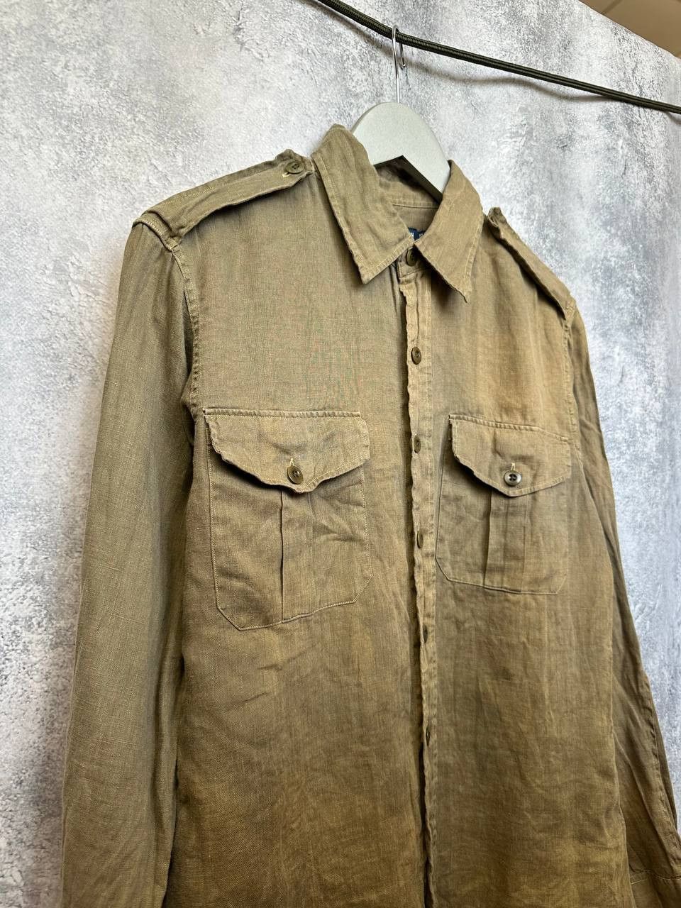 Ralph Lauren Ralph Lauren 100% Linen Vintage Military Sunfaded Shirt LS Size M / US 6-8 / IT 42-44 - 4 Thumbnail