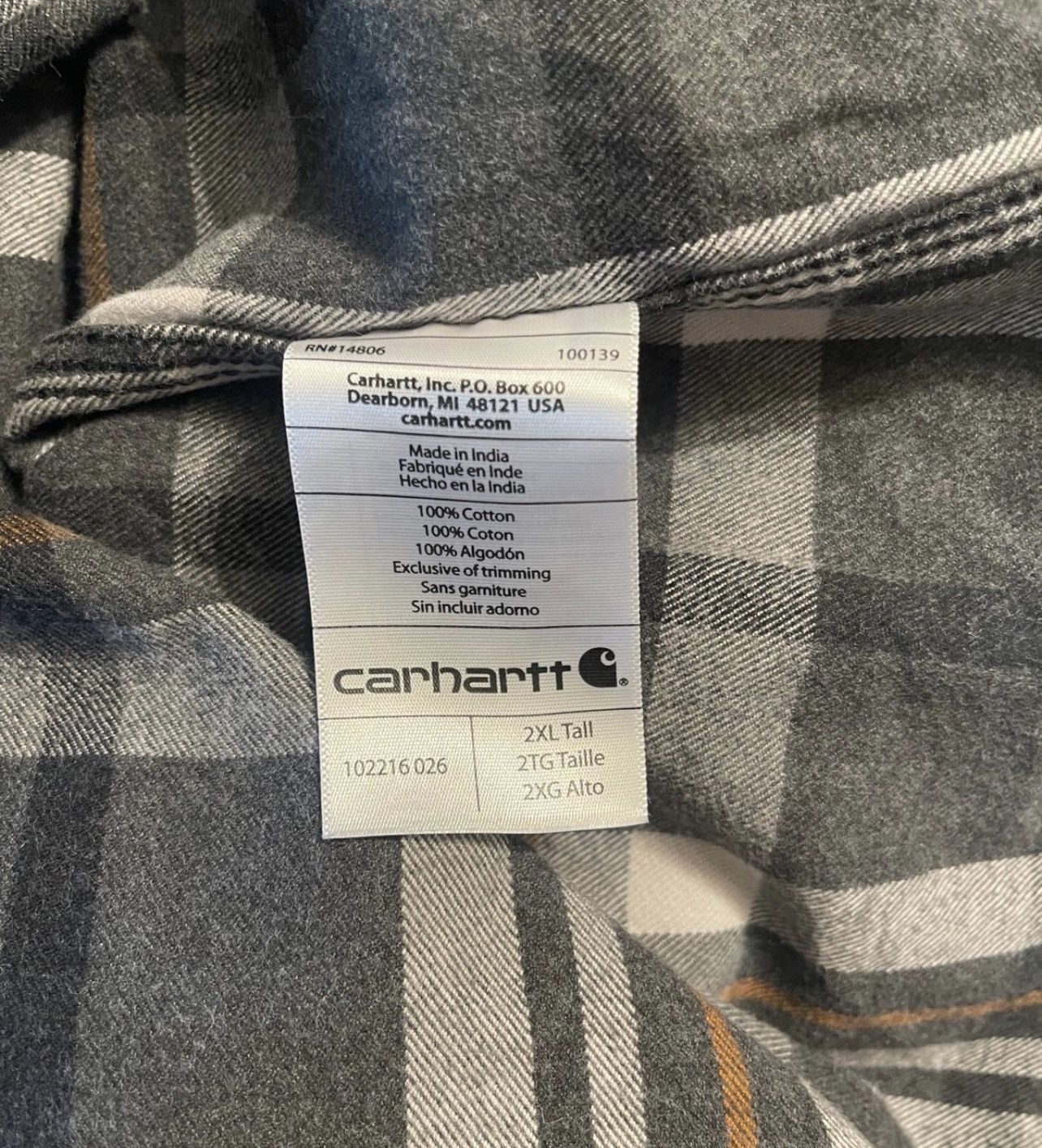 Carhartt Carhartt Men’s 2XL Gray Heavy Plaid Fleece Button Up Shirt Size US XXL / EU 58 / 5 - 7 Thumbnail