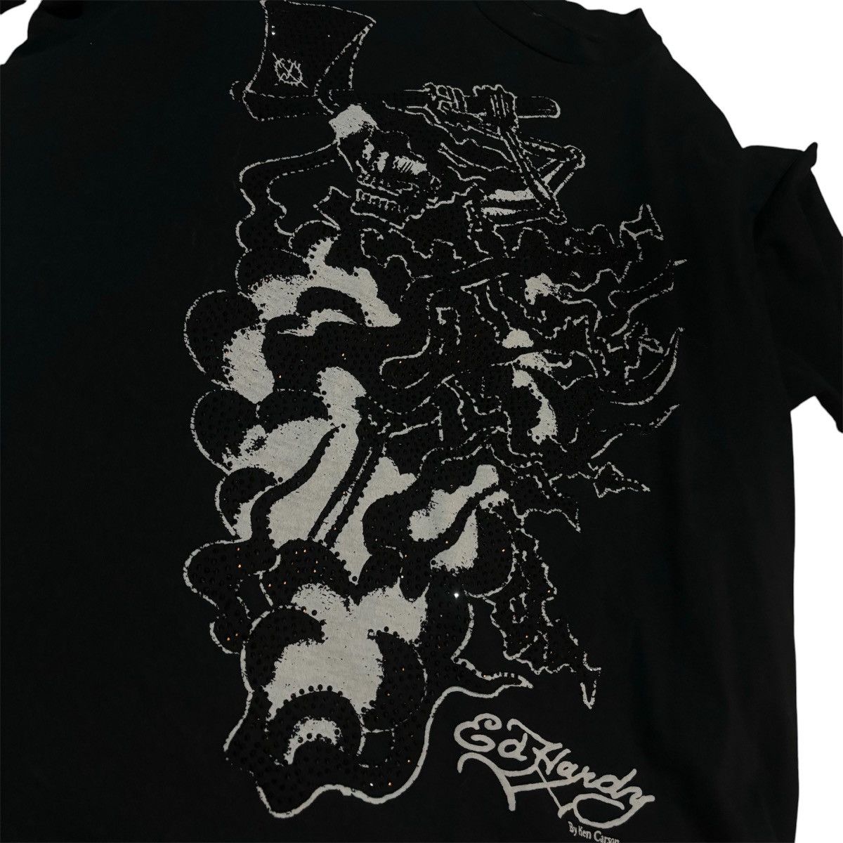 Complex × Ed Hardy × Ken Carson Ed Hardy by Ken Carson Axe Skull Rhinestone T-Shirt Size US L / EU 52-54 / 3 - 2 Thumbnail