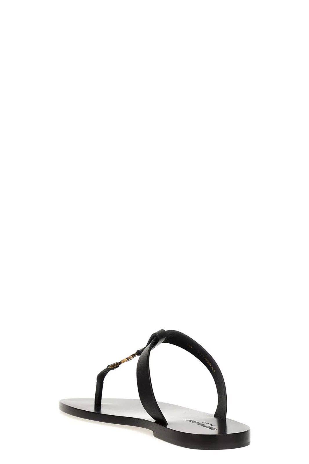 Saint Laurent Paris YSL Cassandre Black Leather Thong Sandals Size US 5.5 / EU 38 - 3 Thumbnail