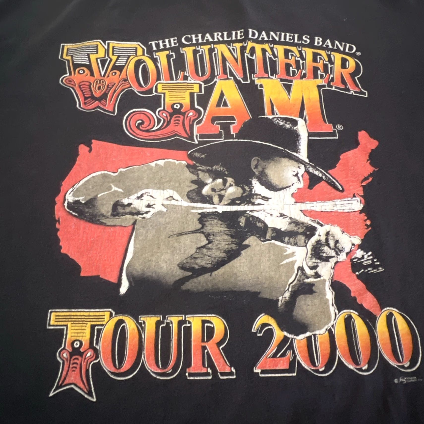 AAA VINTAGE Charlie Daniels Band Tour Shirt Men’s 2XL Short Sleeve Black Graphic Tee Double Sided 2000s Mens Size US XXL / EU 58 / 5 - 6 Thumbnail