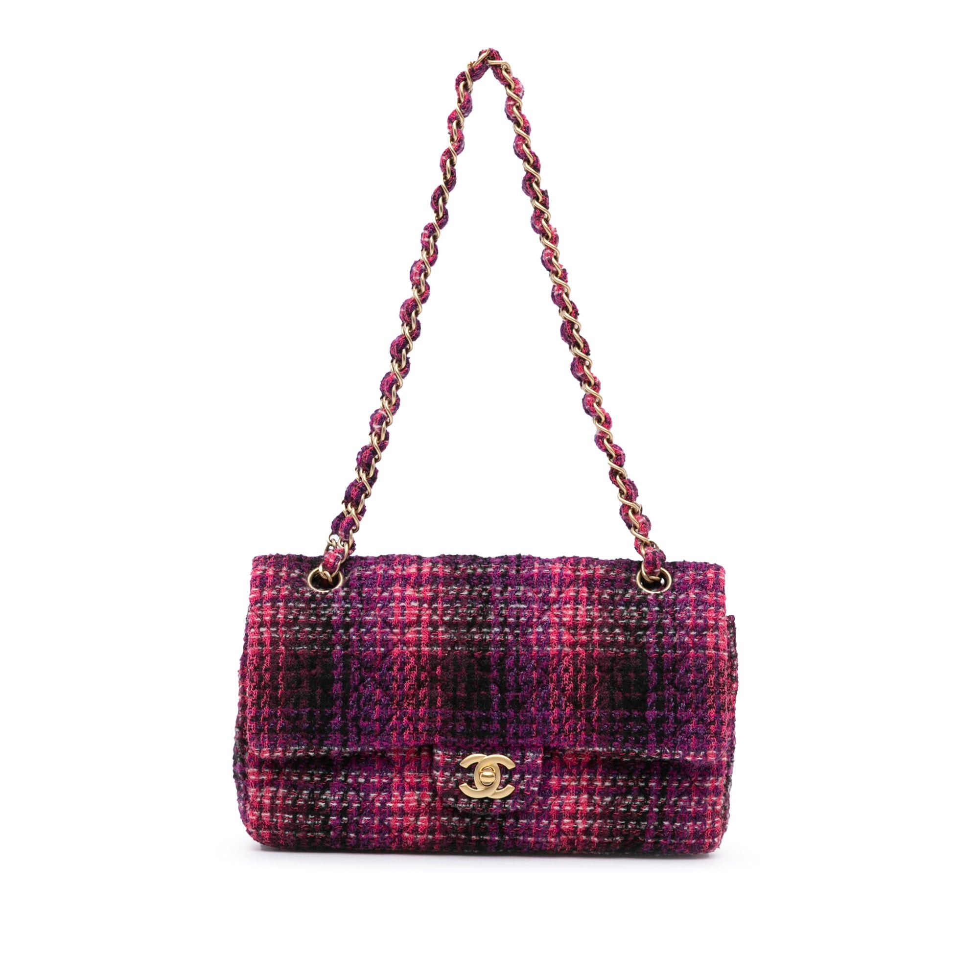 Chanel Chanel Medium Classic Tweed Double Flap Purple Size ONE SIZE - 1 Thumbnail