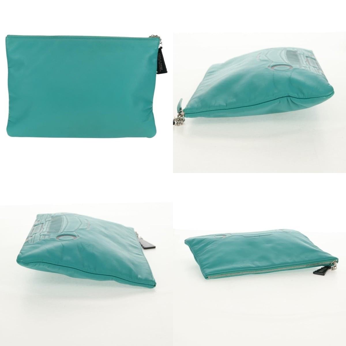 Chanel Chanel Clutch Bag Lamb Skin Emerald Green CC Size ONE SIZE - 3 Thumbnail