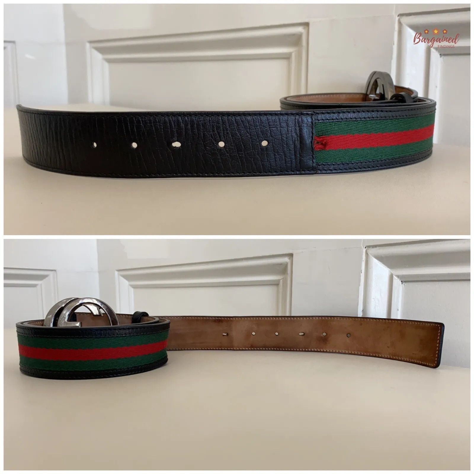 Gucci Gucci Web GreenRed Canvas Silver Interlocking G Buckle Belt Size 36 - 8 Thumbnail