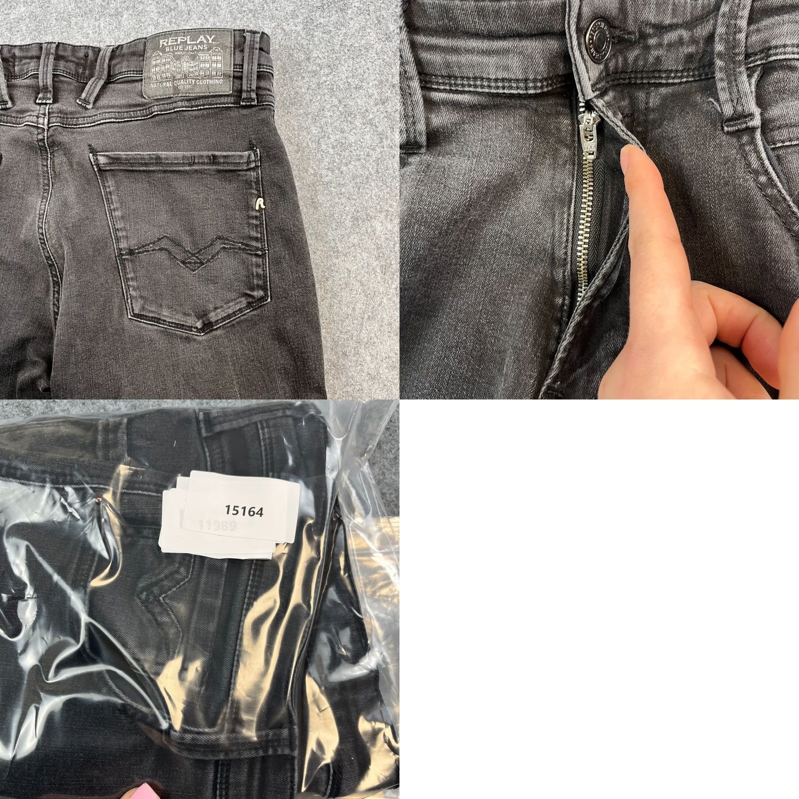 Replay Replay Jeans Slim Tapered 32 28 Grey Stretch Anbass Mens Regular Waist 32 Denim Cotton Polyester Modal 5-Pocket Comfort Pockets Vintage No Size US 32 / EU 48 - 9 Thumbnail