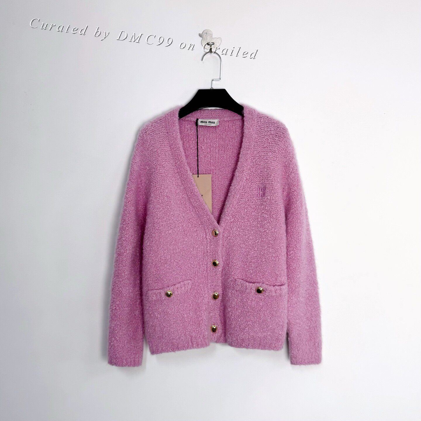 Miu Miu Miu Miu New Pink Teddy Cashmere Short Cardigan Size XS / US 0-2 / IT 36-38 - 1 Thumbnail