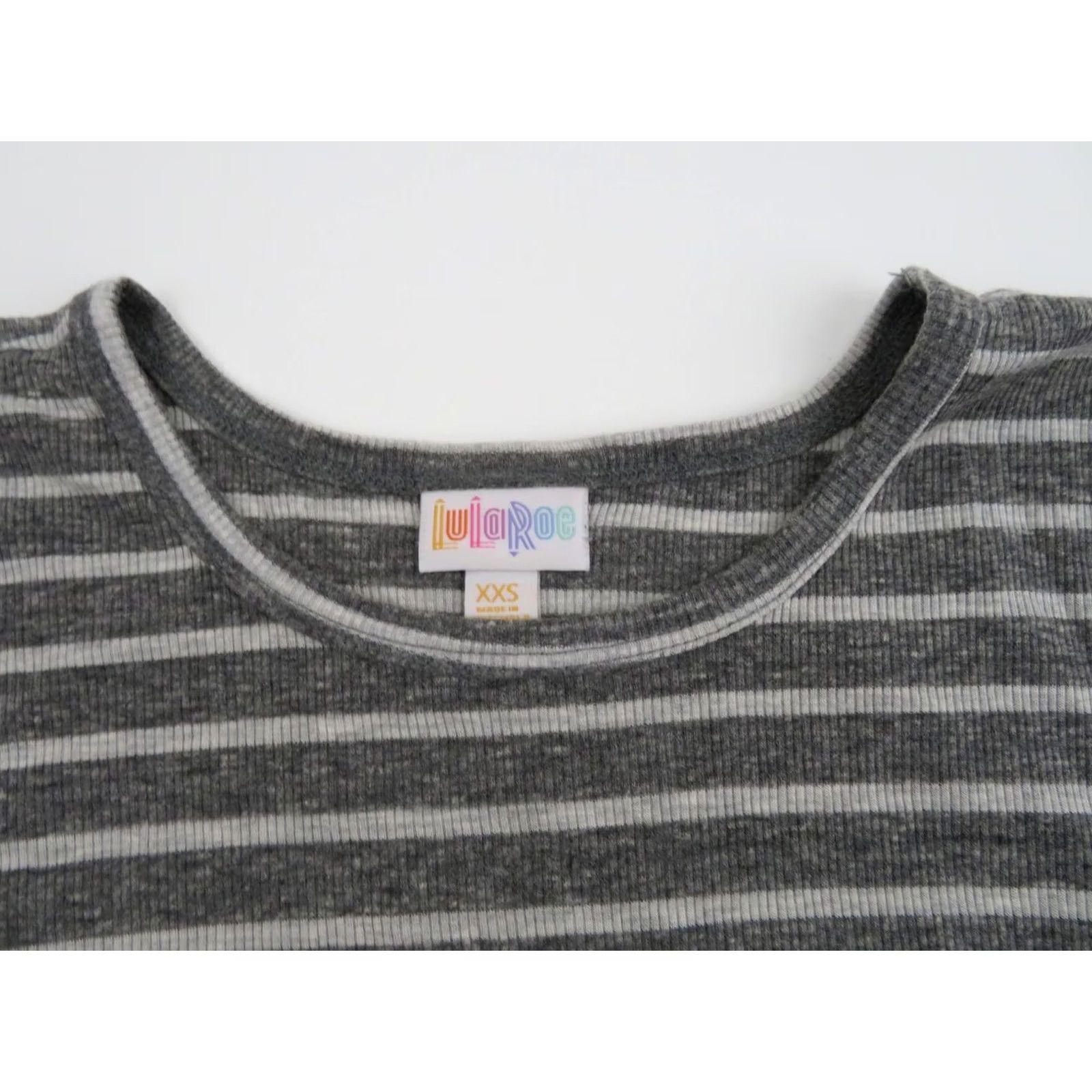 Vintage LuLaRoe Carly Dress Stripes Gray XXS Swing Uni Unicorn Stretch EUC Size XXS / US 00 / IT 34 - 7 Thumbnail