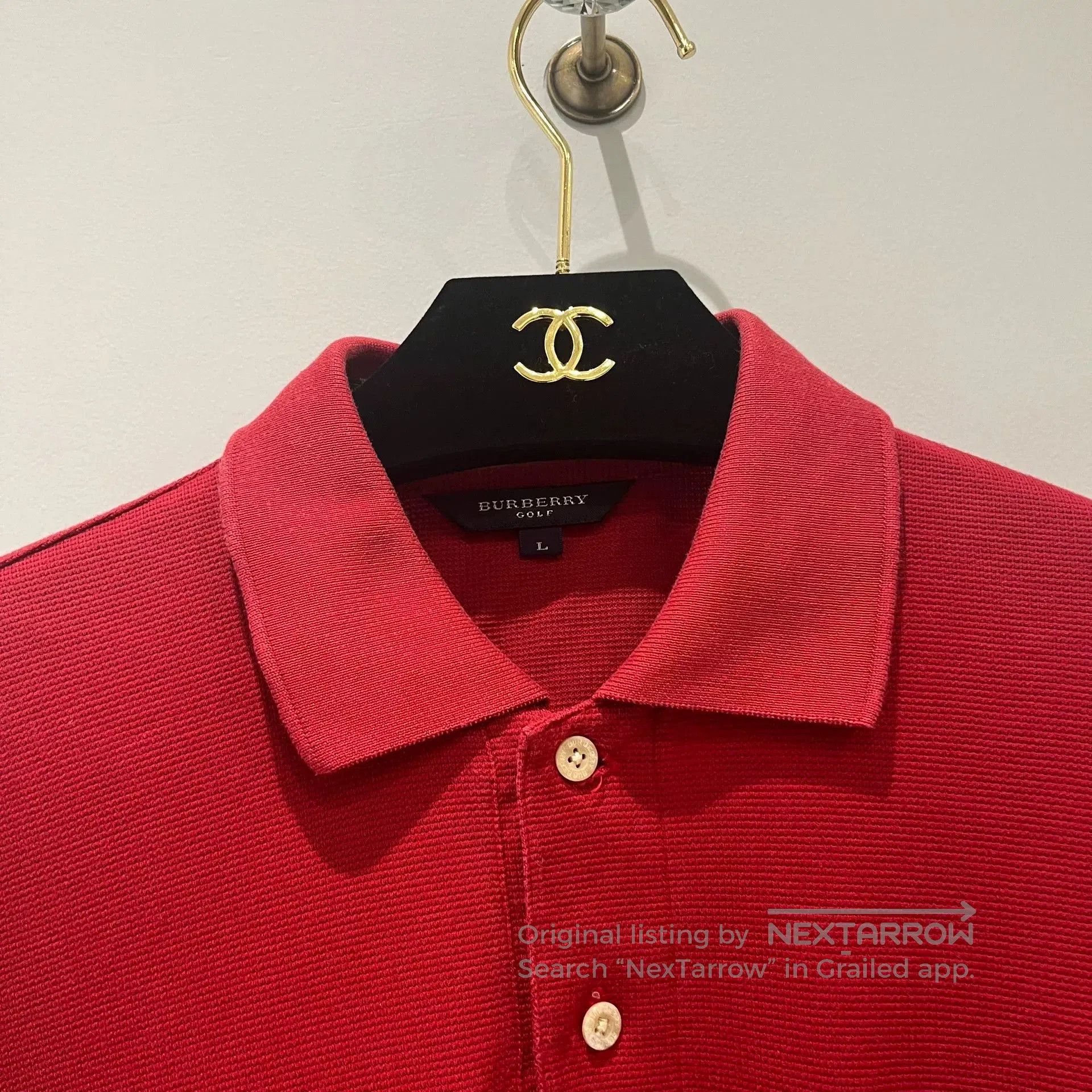Burberry Burberry Red Golf Polo Shirt L. Size US L / EU 52-54 / 3 - 3 Thumbnail