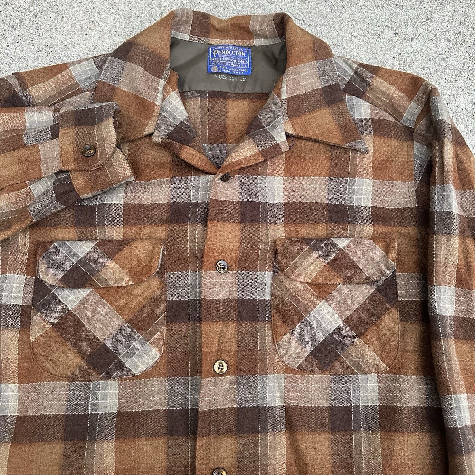 Pendleton × Vintage Vintage 60s Pendleton Plaid Wool Board Shirt Loop Collar Size US L / EU 52-54 / 3 - 2 Thumbnail