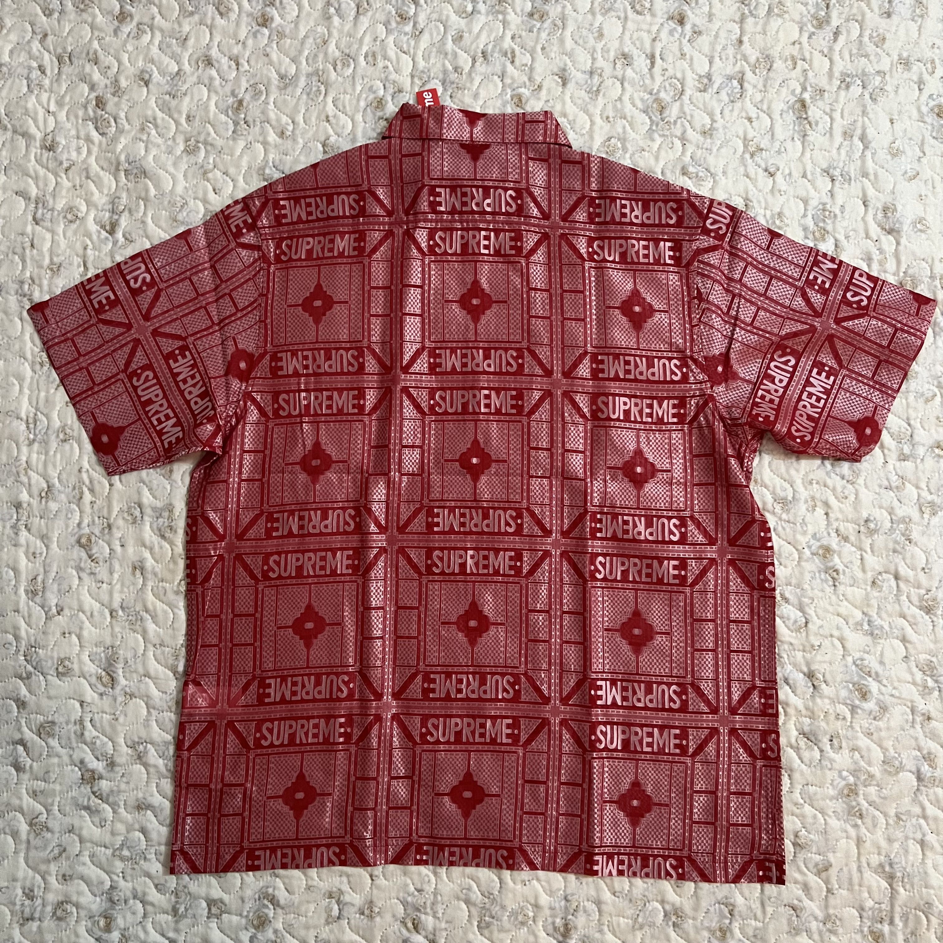 Supreme supreme tray jacquard ss shirt red ashtray short sleeve ...