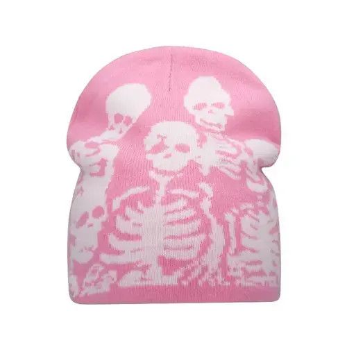 Other Pink streetwaer Beanies Print Skull Hat 2024 Size ONE SIZE - 4 Thumbnail