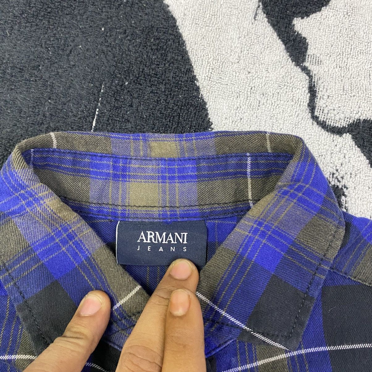 Giorgio Armani Shadow Plaid Armani Jeans button ups shirt with leather logo Size US XS / EU 42 / 0 - 7 Thumbnail