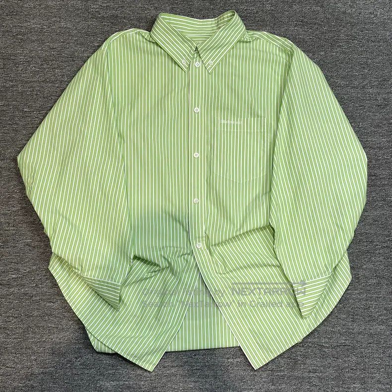 Balenciaga Balenciaga Grass Green Striped Shirt Size XS / US 0-2 / IT 36-38 - 1 Thumbnail