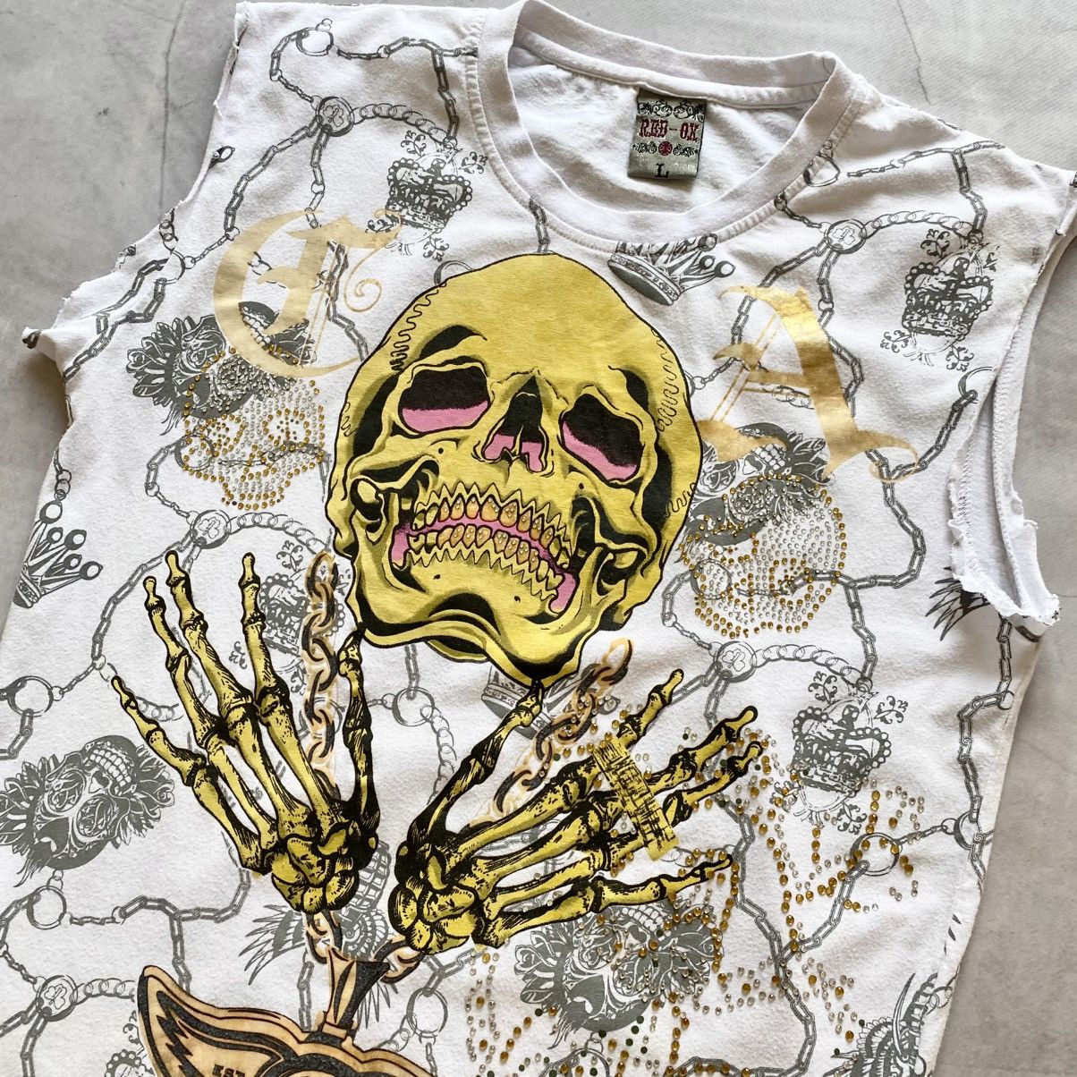 Christian Audigier × Ed Hardy × Japanese Brand VTG Ed Hardy Christian Audigier Style Y2K T-Shirt Tank Top Size US L / EU 52-54 / 3 - 4 Thumbnail