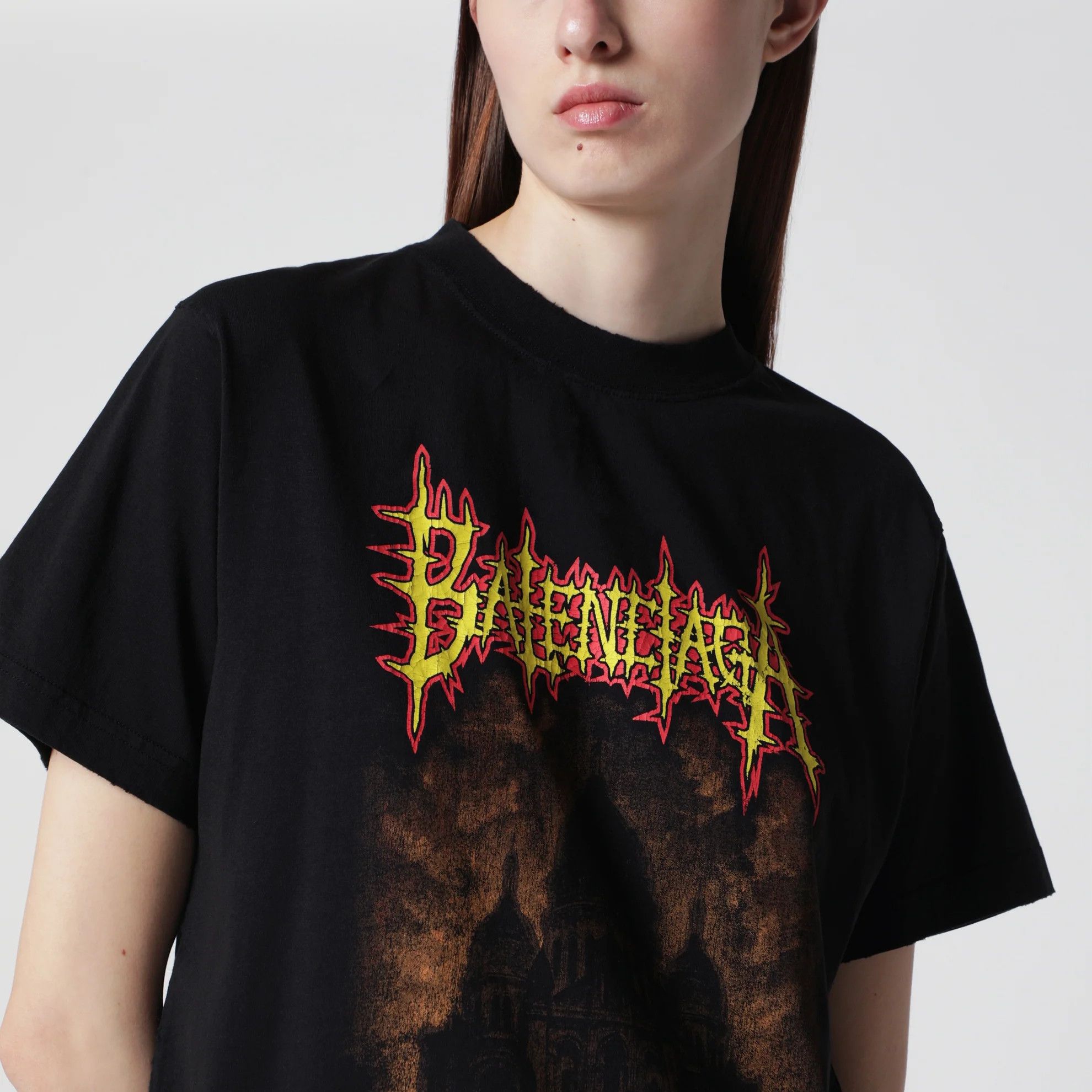 Balenciaga o1d2blof0426 Print Medium-fit Cotton T-Shirt in Black Size M / US 6-8 / IT 42-44 - 4 Thumbnail