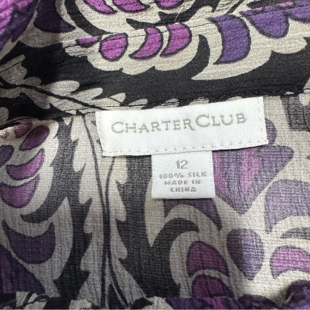 Charter Club Charter Club 100% Silk 3/4 Sleeve Floral Print Blouse Size Size XL / US 12-14 / IT 48-50 - 6 Thumbnail