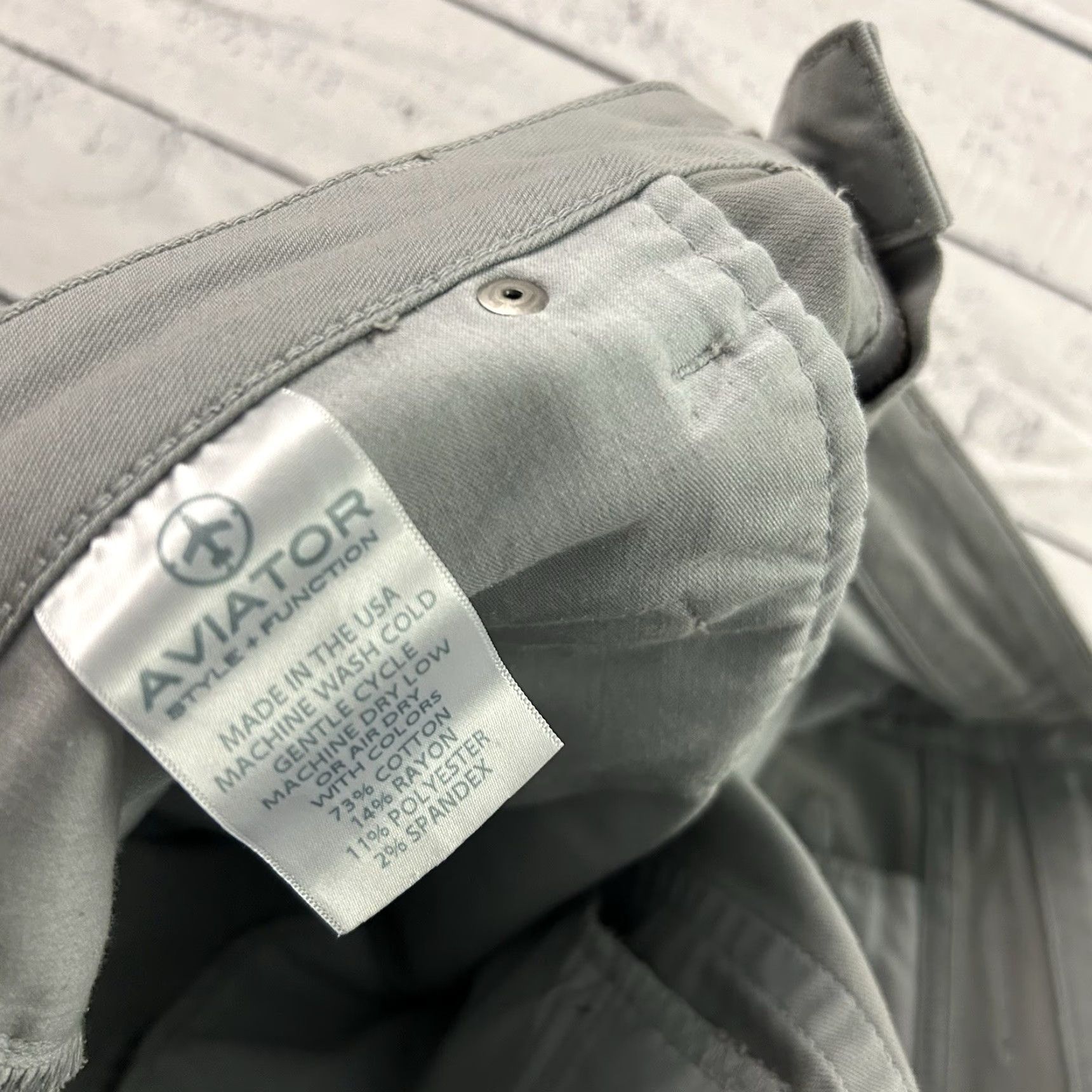 Vintage Aviator Slim Leg 5-Pocket Pants Men 34x30 Gray Stretch Casual Pants Mens Size US 34 / EU 50 - 7 Thumbnail
