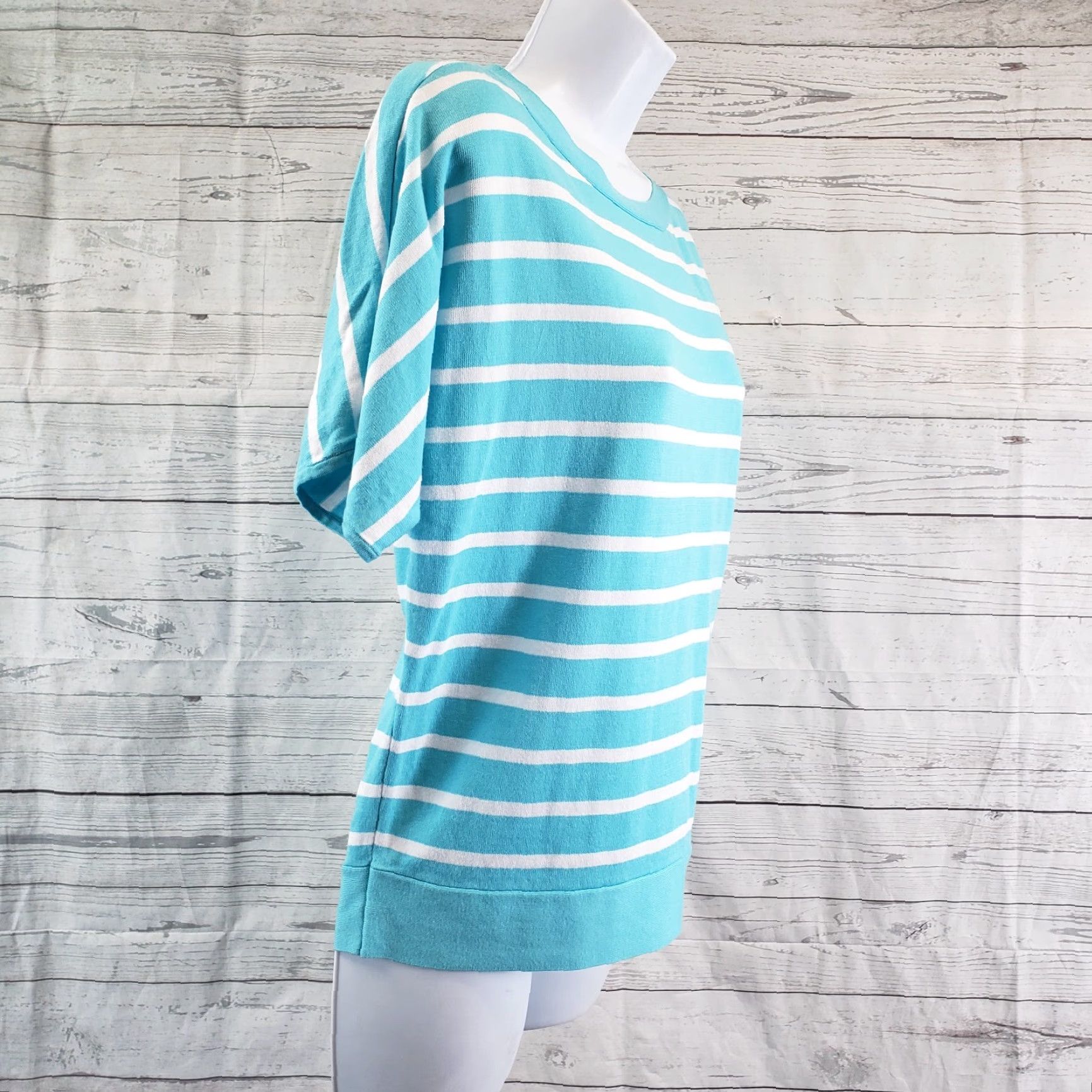 Talbots Talbots Womens Knit Top XS Blue White Stripe Short Sleeve Cotton Blend Blouse Womens XS Blue Stripe Shirt Size XS / US 0-2 / IT 36-38 - 3 Thumbnail