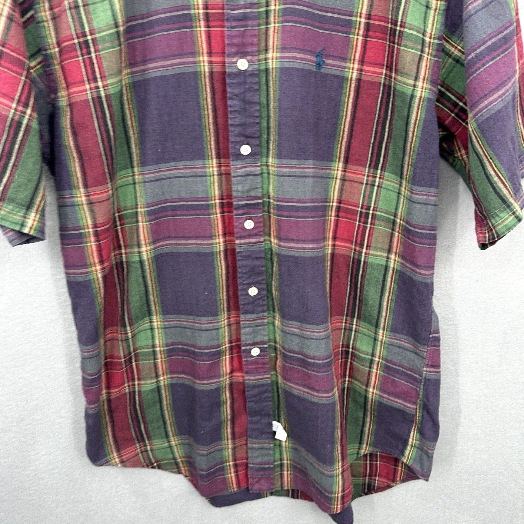 Polo Ralph Lauren VINTAGE Polo Ralph Lauren Shirt Mens M Plaid Blue Short Sleeve Button-Up 100% Cotton Classic Preppy Mens Size US M / EU 48-50 / 2 - 4 Thumbnail