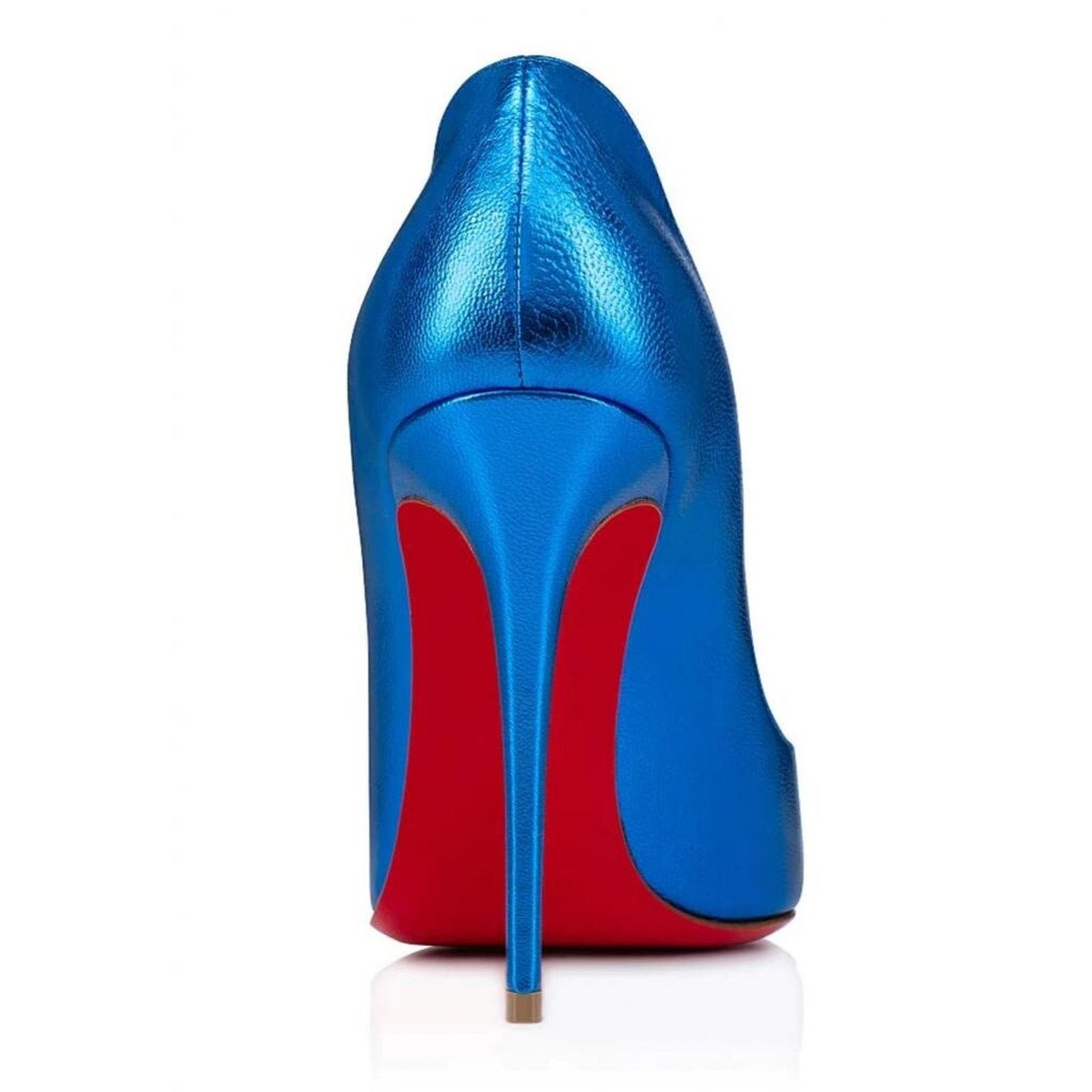 Christian Louboutin Hot Chick 100 Alize Blue Leather Pointed Toe Heel Pump 39 Size US 9 / IT 39 - 9 Thumbnail