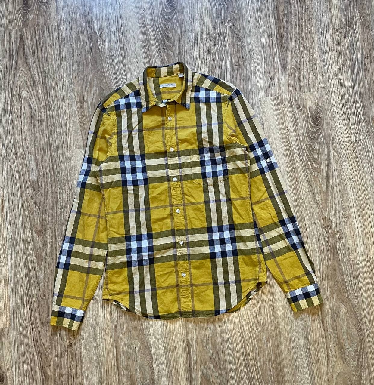 Burberry Burberry Brit YELLOW Check Linen / Cotton Button Down Shirt Size US S / EU 44-46 / 1 - 1 Thumbnail