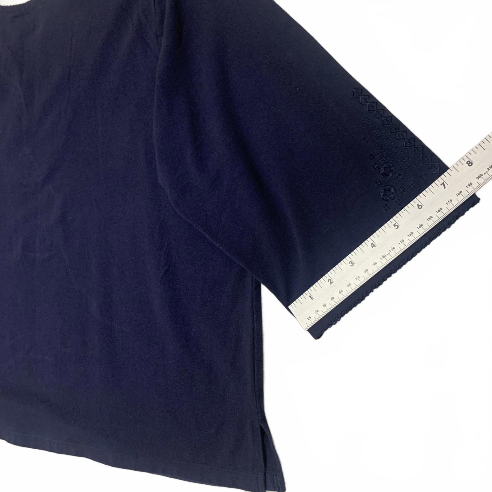Denim & Co. Denim & Co Navy Blue Women's Blouse 3X Embroidered Size 3XL / US 20-22 - 5 Thumbnail