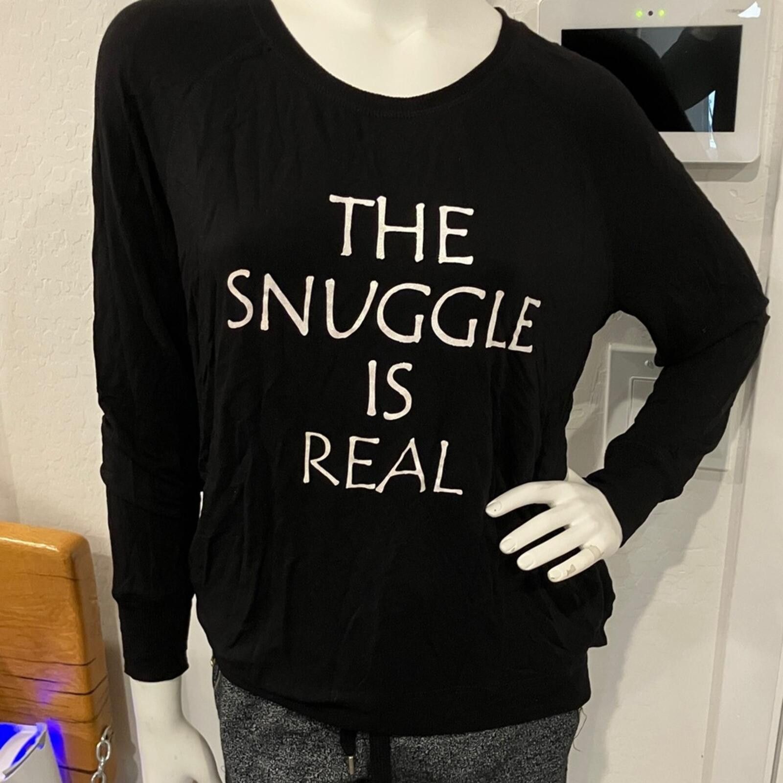 Other NWT Green Tea Black Long Sleeve Top with White Text Size L / US 10 / IT 46 - 1 Thumbnail
