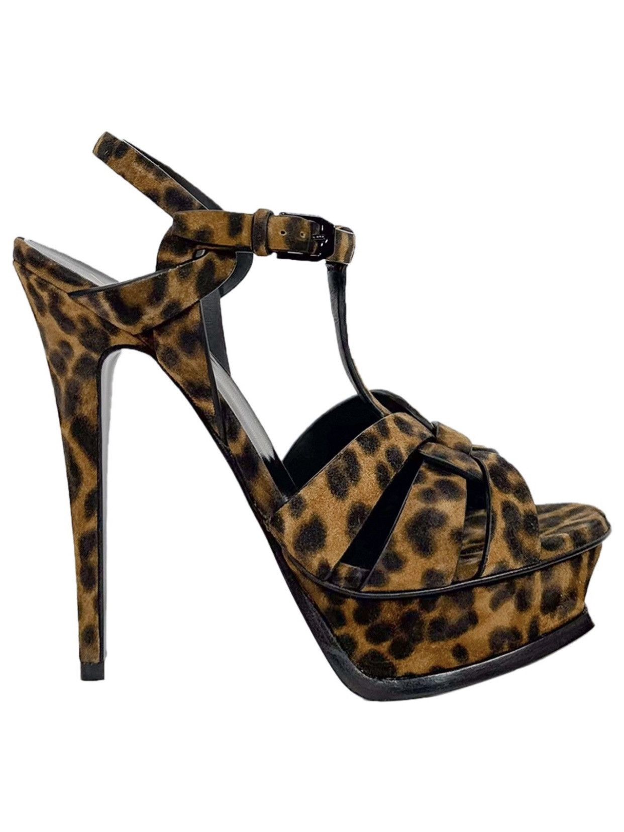 Yves Saint Laurent Yves Saint Laurent Tribute sandals in leopard-print suede Size US 8.5 / IT 38.5 - 1 Thumbnail