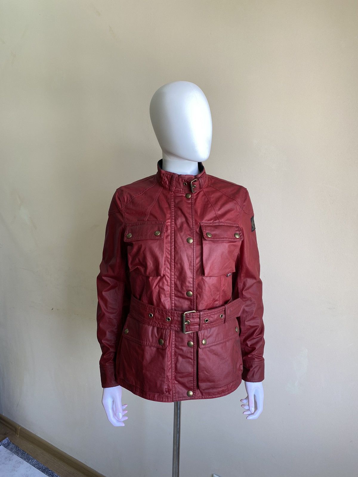 Belstaff Belstaff Womens Red Waxed Roadmaster Belted Jacket Size 40 Size S / US 4 / IT 40 - 2 Thumbnail