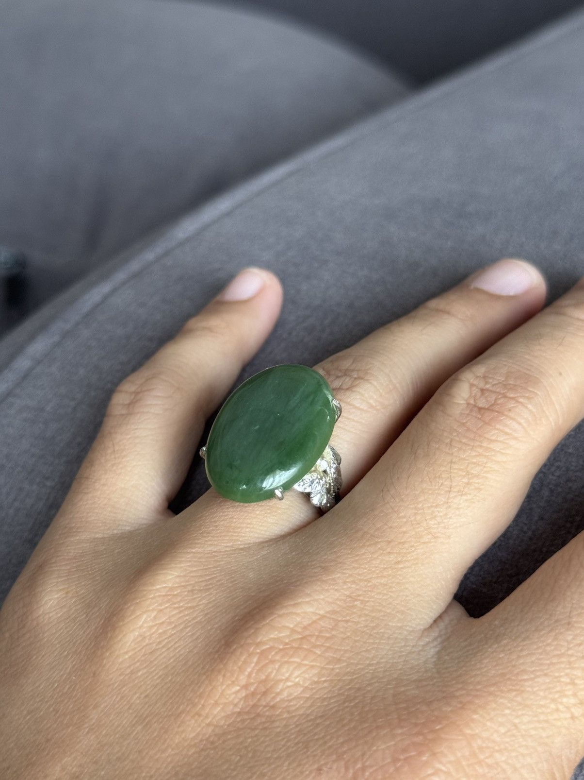Jewelry GREEN JADE GEMSTONE RING Size ONE SIZE - 6 Thumbnail