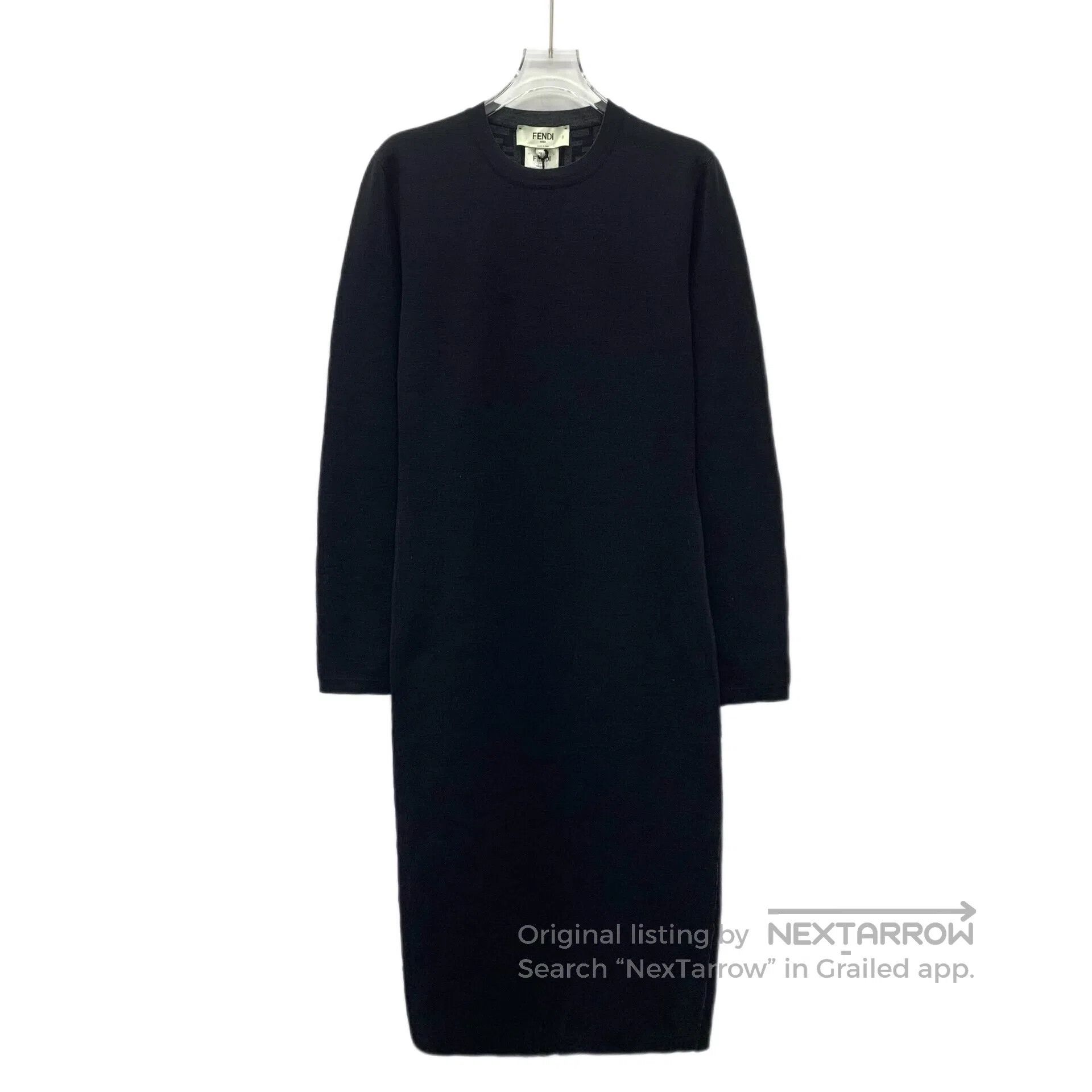 Fendi FENDI Black Lined Monogram Printed Cashmere Crew Neck Long Size XS / US 0-2 / IT 36-38 - 1 Thumbnail