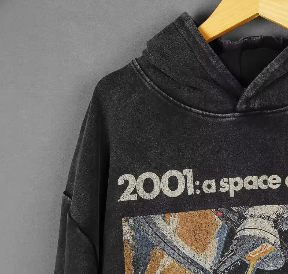 Japanese Brand "2001 : A Space Odyssey" Washed Cotton Long Sleeve Hoodie Size US L / EU 52-54 / 3 - 2 Thumbnail