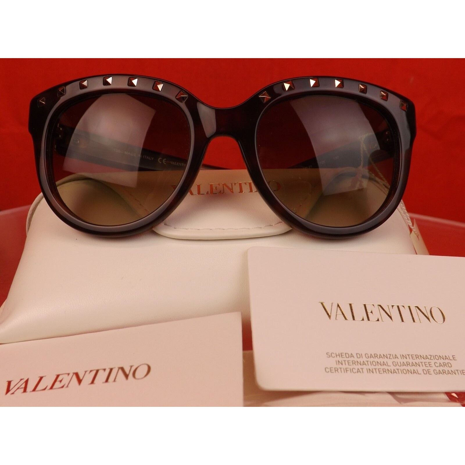 Valentino VALENTINO ROCKSTUDS DARK BROWN PLASTIC FRAME SUNGLASSES ITAL Size ONE SIZE - 1 Thumbnail