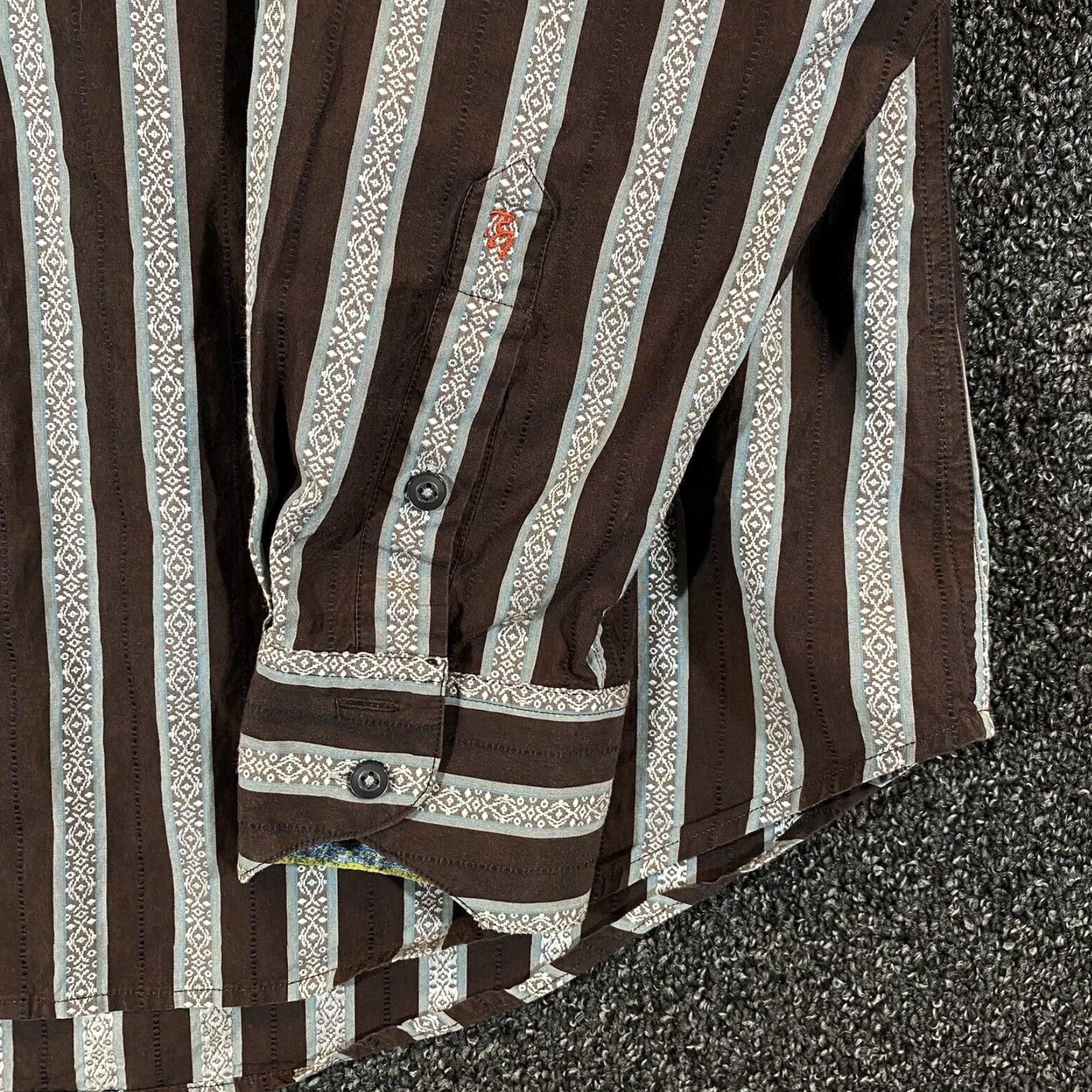 Robert Graham VINTAGE Robert Graham Shirt Mens XL Long Sleeve Collared Button-Up Cotton Brown Gray Striped Casual Size US XL / EU 56 / 4 - 4 Thumbnail