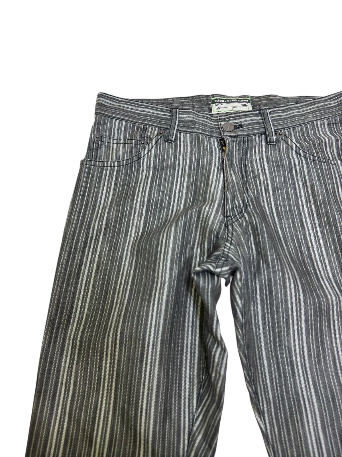 Japanese Brand Mk Homme Grey Striped Jeans Slight Flare Vintage Fit Size US 28 / EU 44 - 4 Thumbnail
