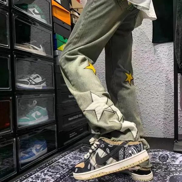 VIBE Retro yellow mud color design star embroidered jeans Size US 30 / EU 46 - 3 Thumbnail