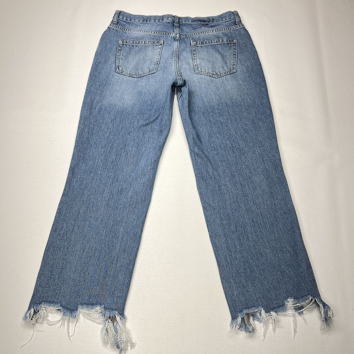 Free People We The Free Jeans Blue Straight Distressed Destroyed Ripped Size 29" - 15 Thumbnail