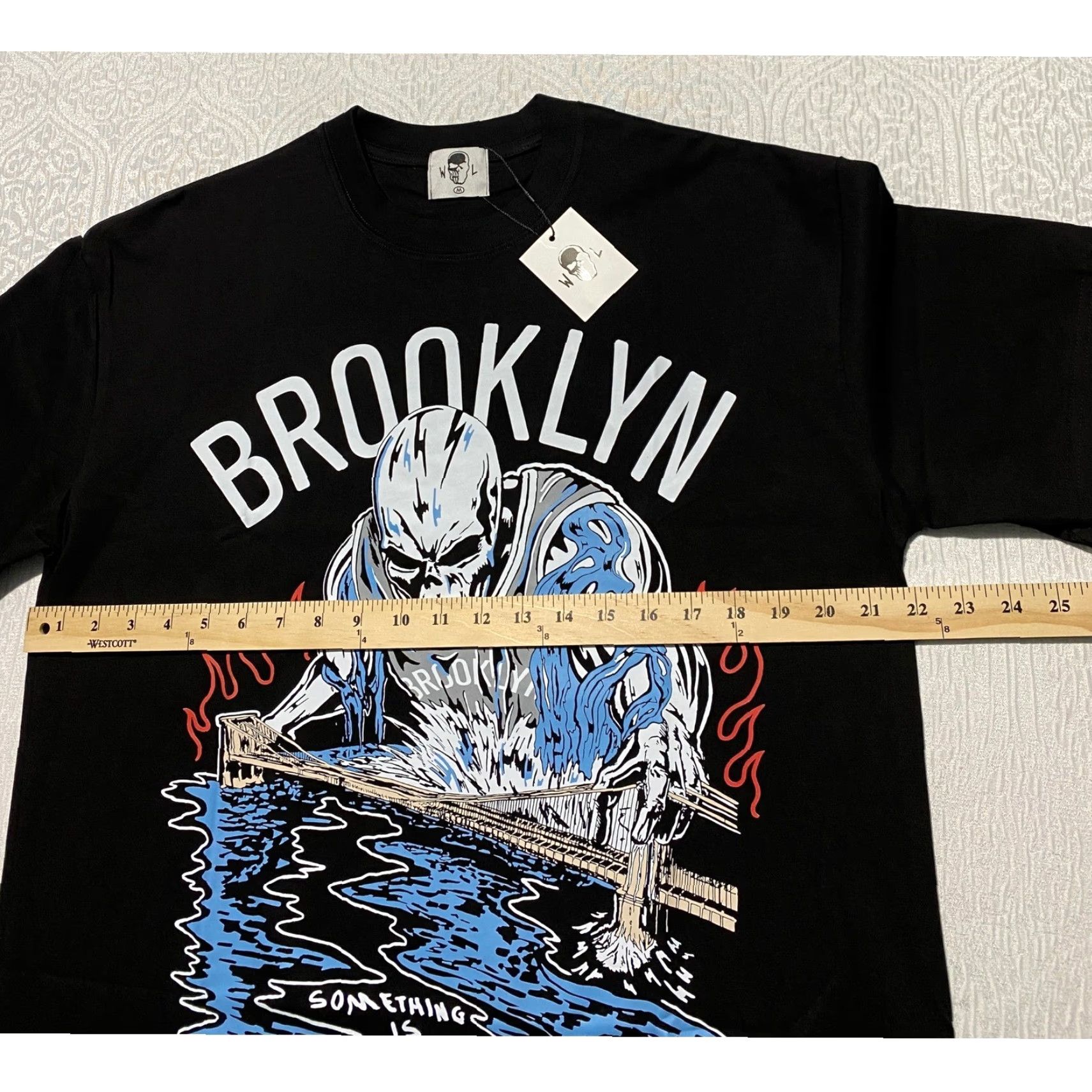 Warren Lotas Warren Lotas Skull Graphic T Shirt Brooklyn USA Made in USA Mens Medium Black Cotton Crew Neck Graphic Print Logo Short Sleeve Size US M / EU 48-50 / 2 - 7 Thumbnail