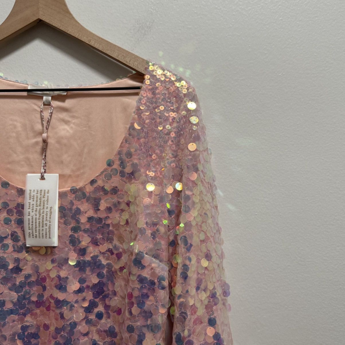 LoveShackFancy NWT Loveshackfancy pink iridescent sequin pailette dress Size M / US 6-8 / IT 42-44 - 10 Thumbnail