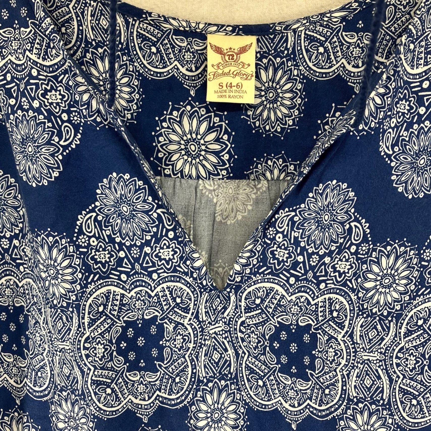 Faded Glory Vintage Women's Rayon Shift Dress Small Bohemian Floral 90s Festival Holiday Spring Summer Size S / US 4 / IT 40 - 6 Thumbnail