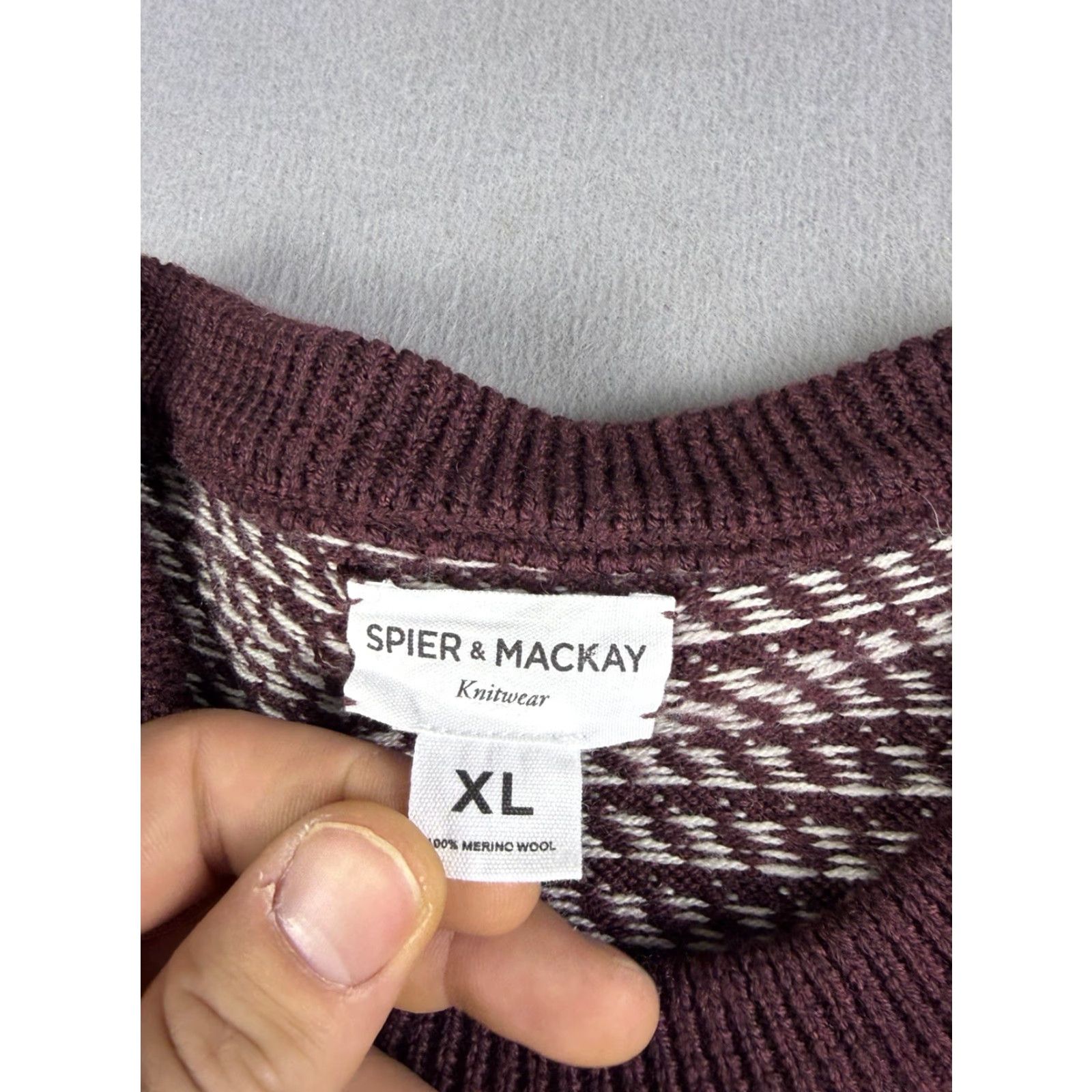Vintage Spier & Mackay Sweater Women’s XL Burgundy 100% Merino Wool Birdseye Mock Neck Long Sleeve Pullover Lightweight Women’s Size XL Size XL / US 12-14 / IT 48-50 - 3 Thumbnail