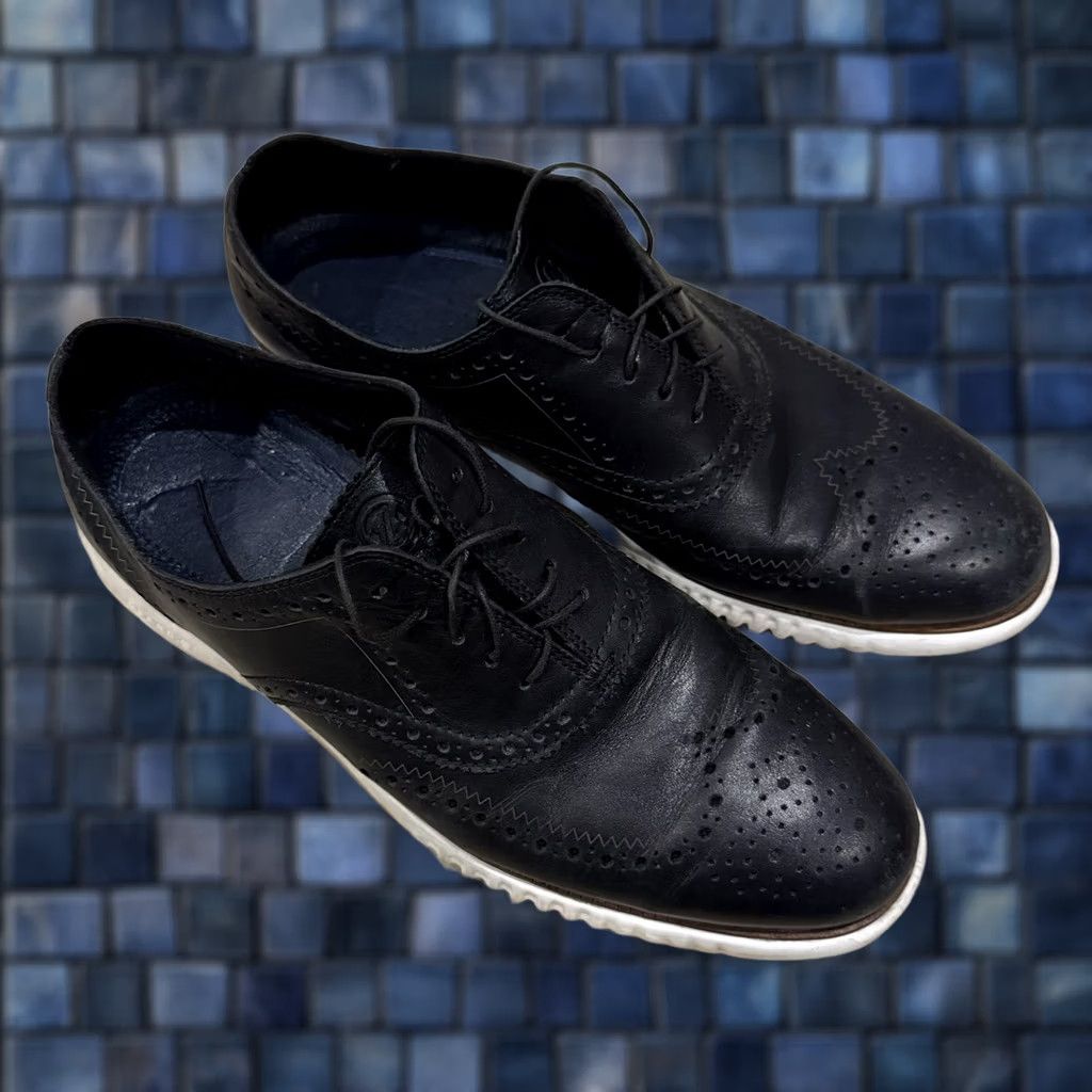 Cole Haan Cole Haan 2.ZeroGrand Wingtip Oxford Mens Size 11 Black Leather Style C31534 Dress Shoe City Preppy Style Wing Tip Mens Black Leather Shoes Size US 10 / EU 43 - 1 Thumbnail