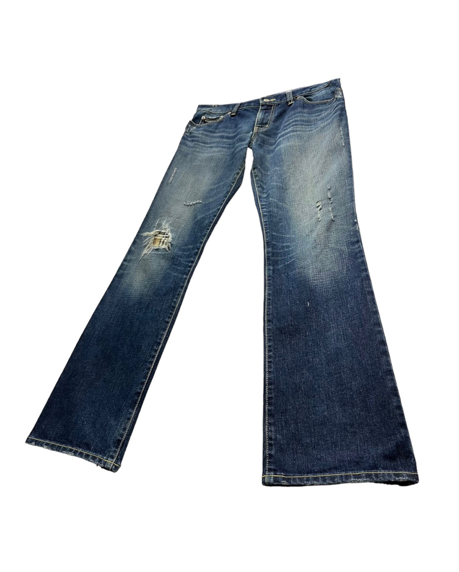 Black Label FLARE🔥BURBERRY BLACK LABEL Nova Check Distressed Denim💥 Size US 32 / EU 48 - 6 Thumbnail