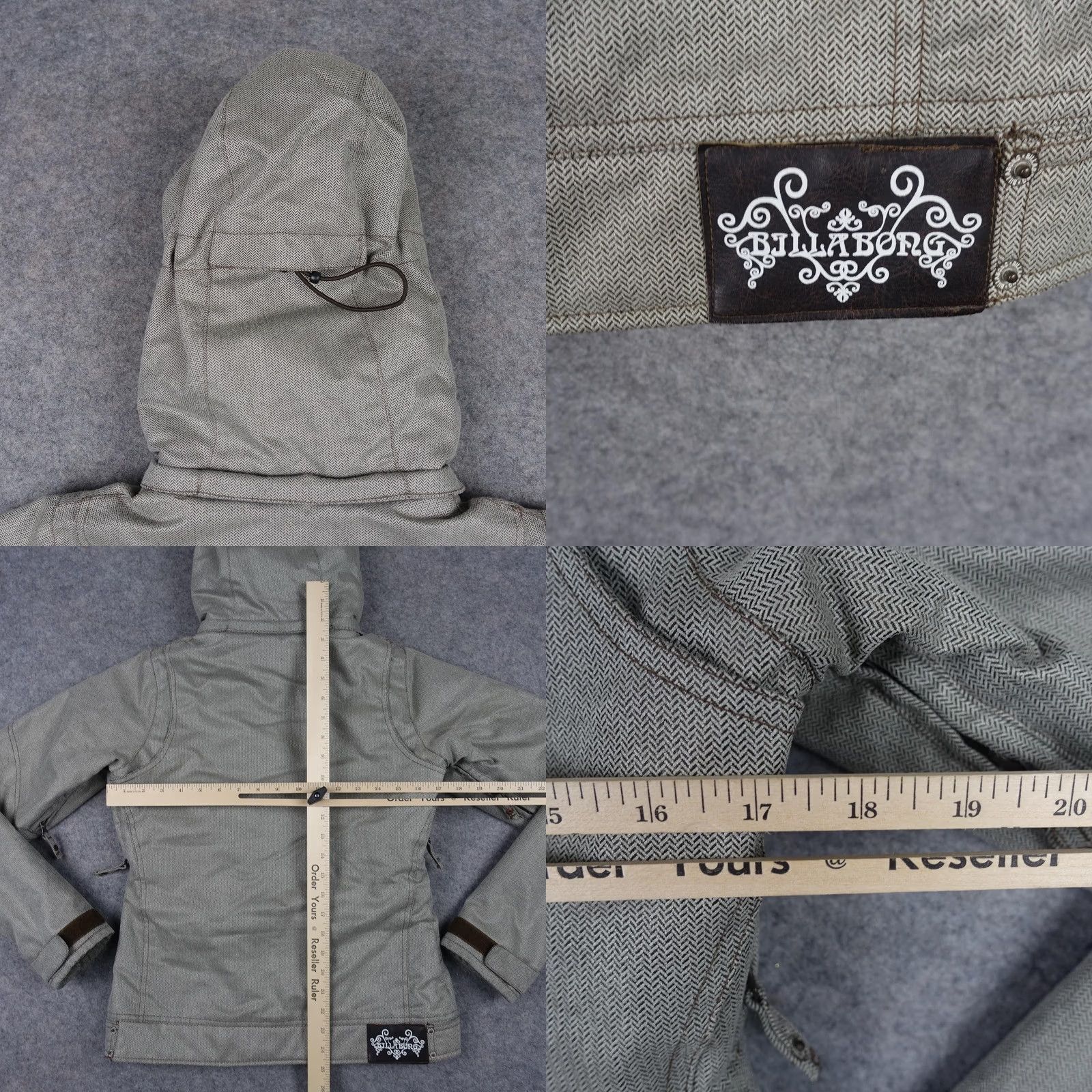 Billabong Billabong Pilot Jacket Womens XS Gray Herringbone Ski Jacket Waterproof Insulated Mid-Length Hooded Breatha Ble Size XS / US 0-2 / IT 36-38 - 8 Thumbnail