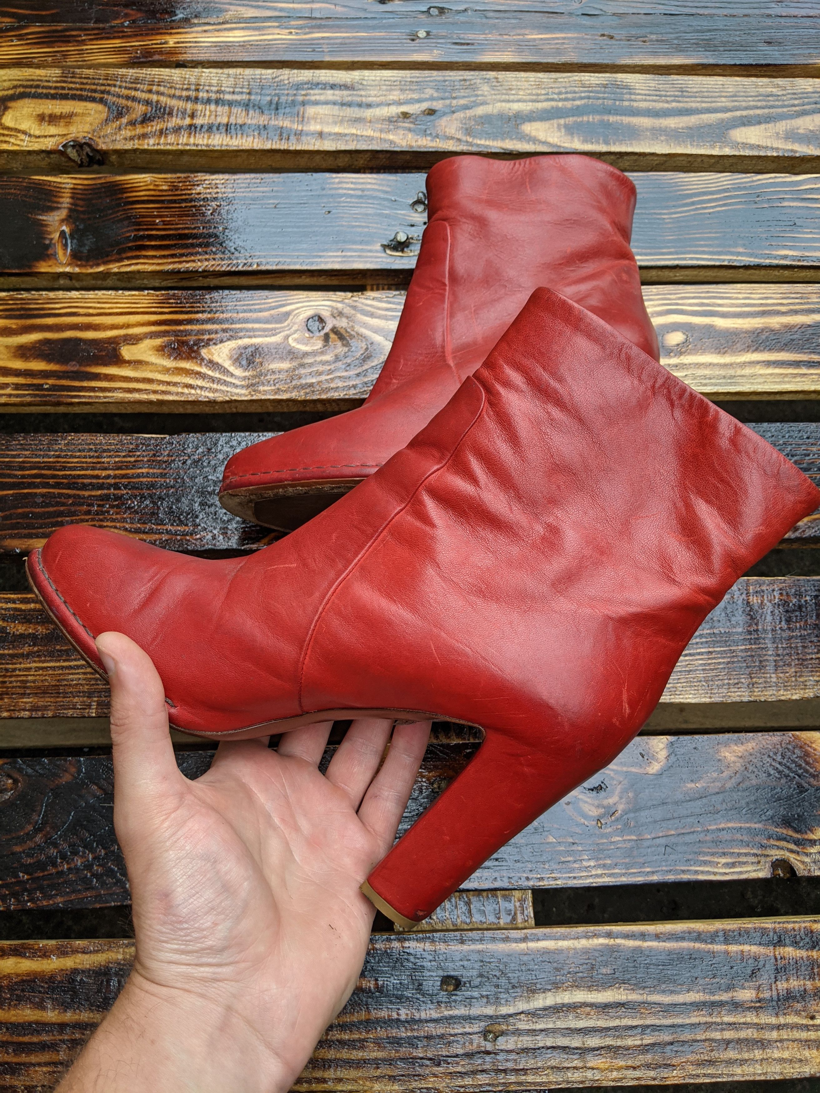 Genuine Leather × Vintage Roberto Del Carlo Red Leather Boots Size EU 38.5 US 7 Size US 8.5 / IT 38.5 - 4 Thumbnail