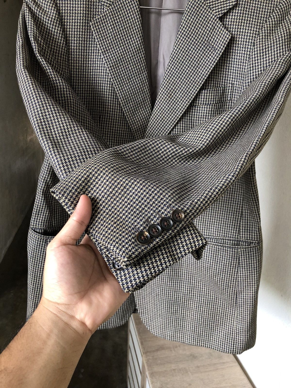 Burberry Vtg Burberry Tweed Wool Checked Single Breasted Blazer Size US M / EU 48-50 / 2 - 9 Thumbnail