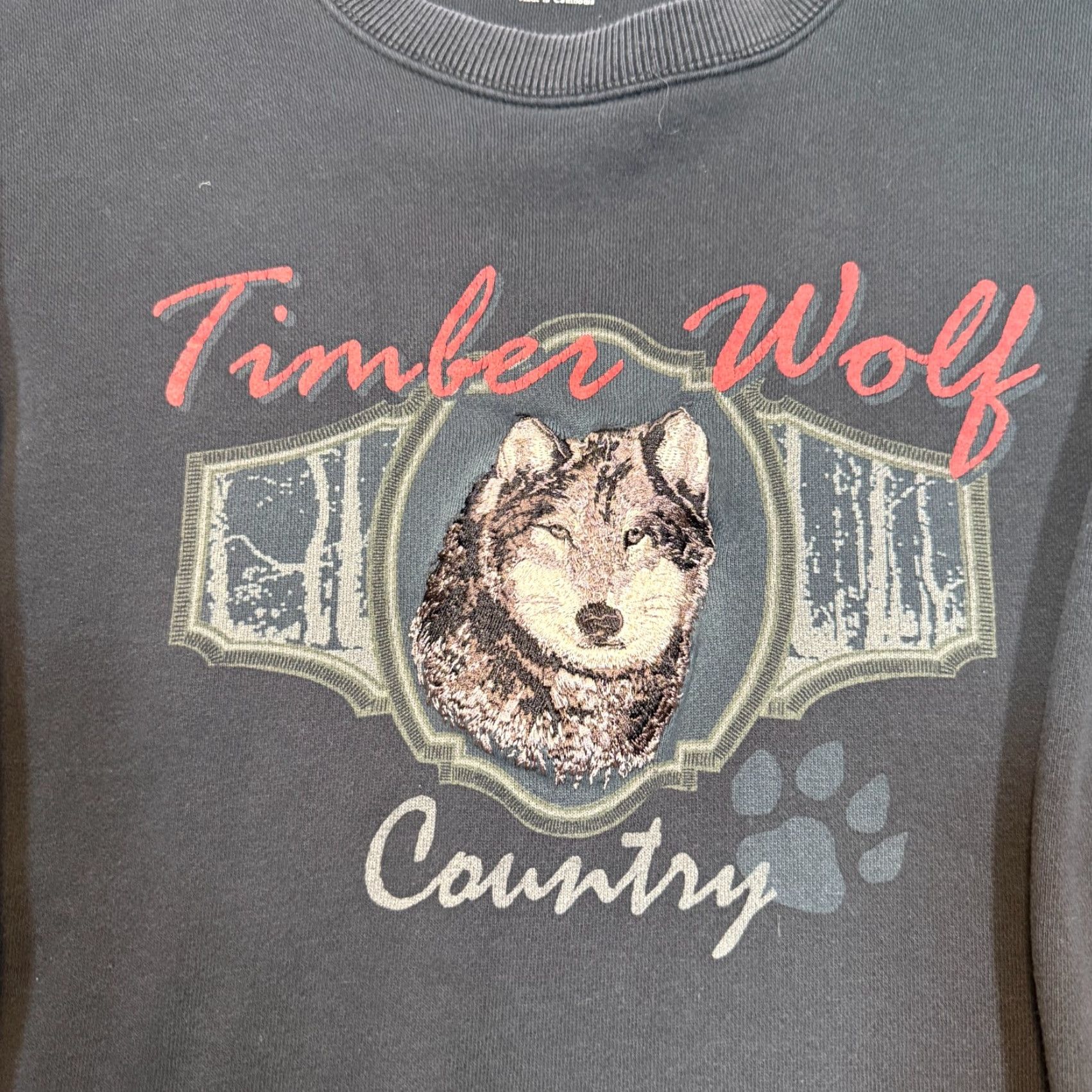 Croft & Barrow VINTAGE Croft & Barrow Sweatshirt Wolf Embroidered Nature Animals Y2K Large Mens Crew Neck Fleece Pullover Black Size US L / EU 52-54 / 3 - 2 Thumbnail