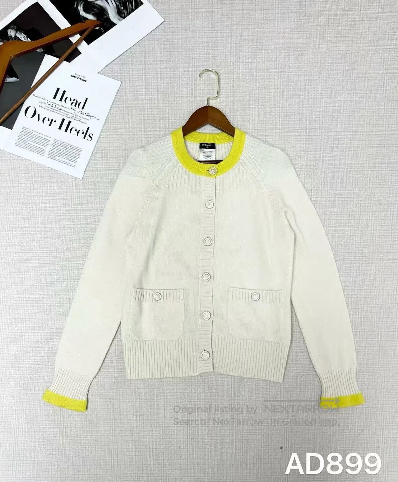 Chanel Chanel Cardigan Sweater with Yellow Trim. Size XS / US 0-2 / IT 36-38 - 1 Thumbnail
