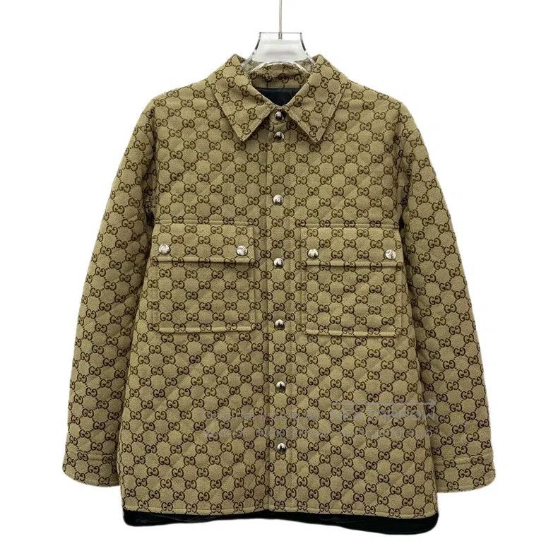 Gucci Gucci Brown logo jacquard full print cotton lapel single-b Size XXS / US 00 / IT 34 - 1 Thumbnail